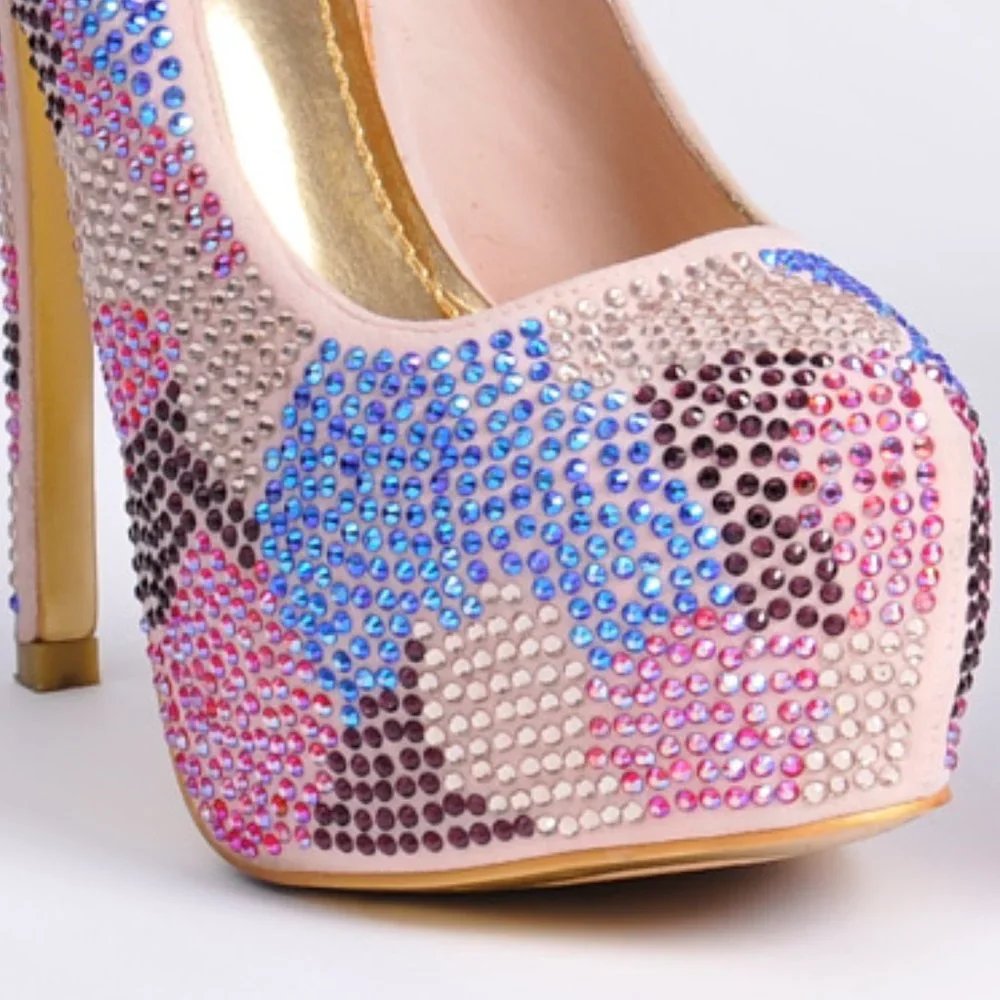 ALBA, Platform, Rhinestone, Multi Colored, High Heal, Size 6.5 - Picture 8 of 9